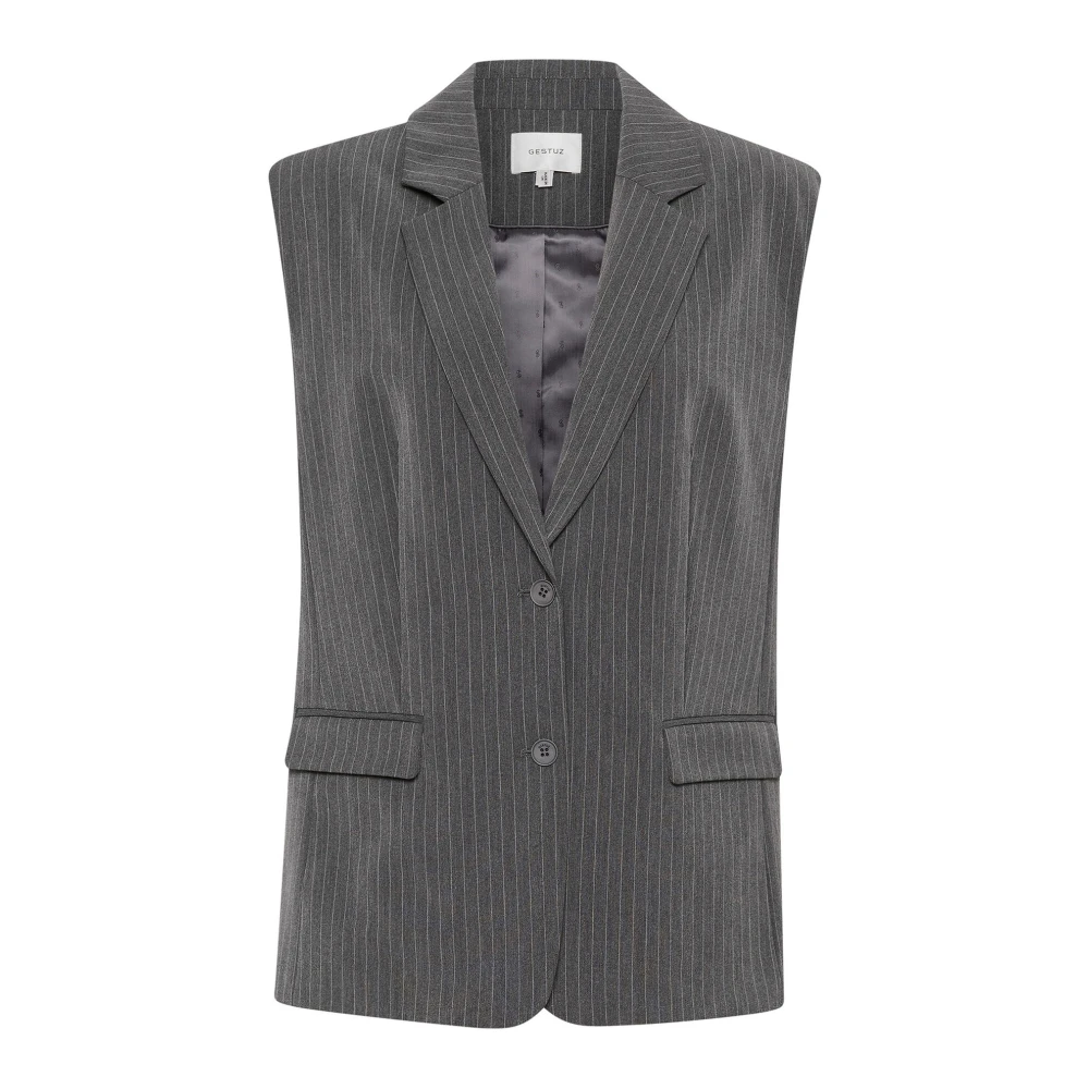 Gestuz Pinstripe Waistcoat Jas Grijs Gray Dames