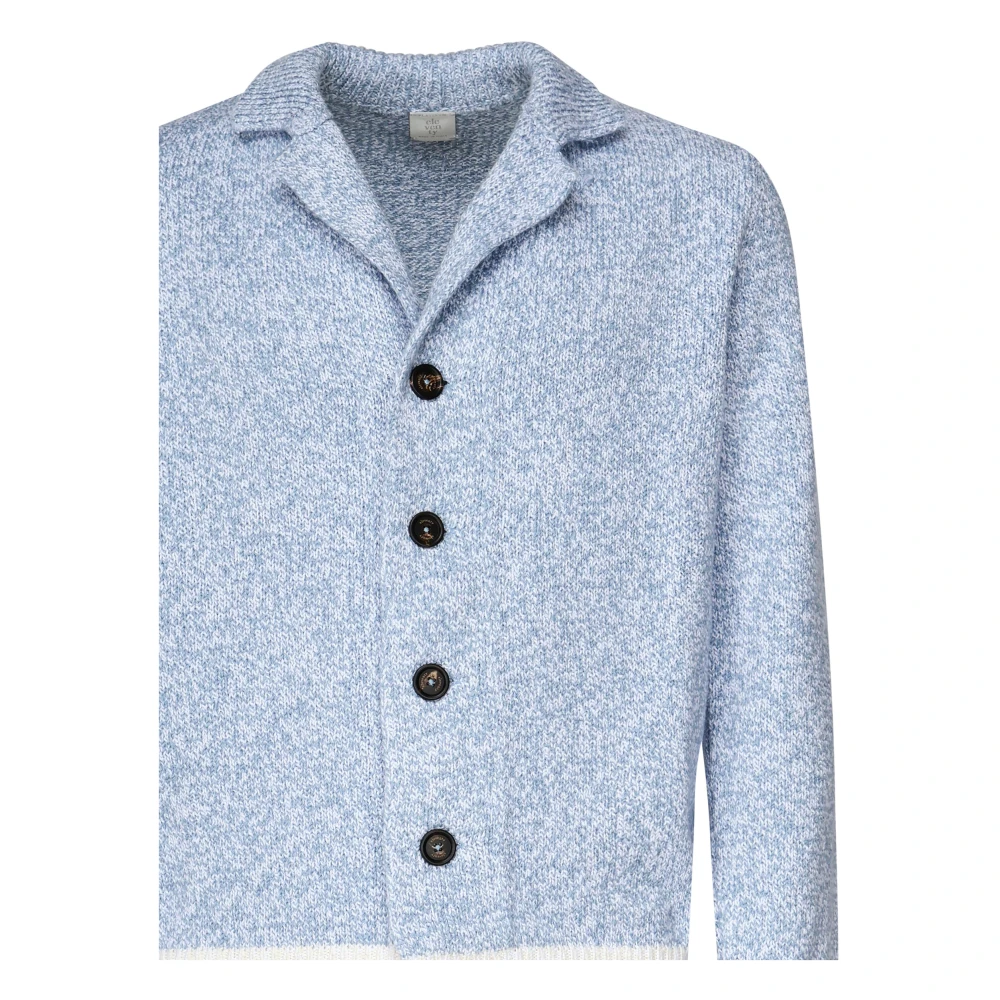 Eleventy Denim Vest met Gestreepte Kraag Blue Heren