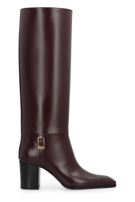 Bordeaux Läder Ankelboots med Spänne