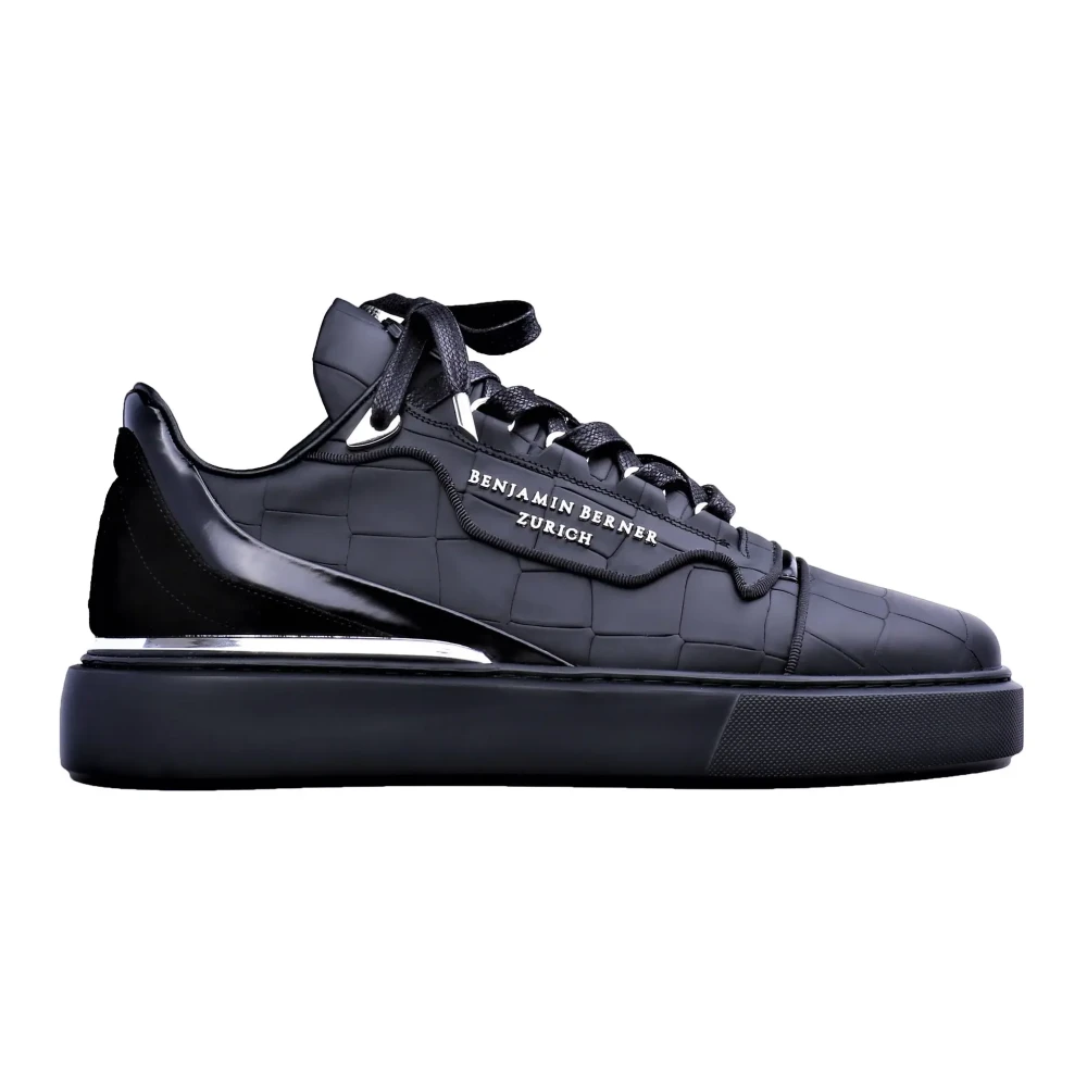 Benjamin Berner Zwarte Croco Leren Stijlvolle Portemonnee Heren Schoenen