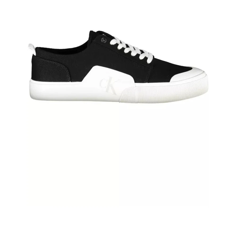 Calvin Klein Men's Black Sneakers,, Cotton Sneaker With Contrasting Details Size 7 Uk