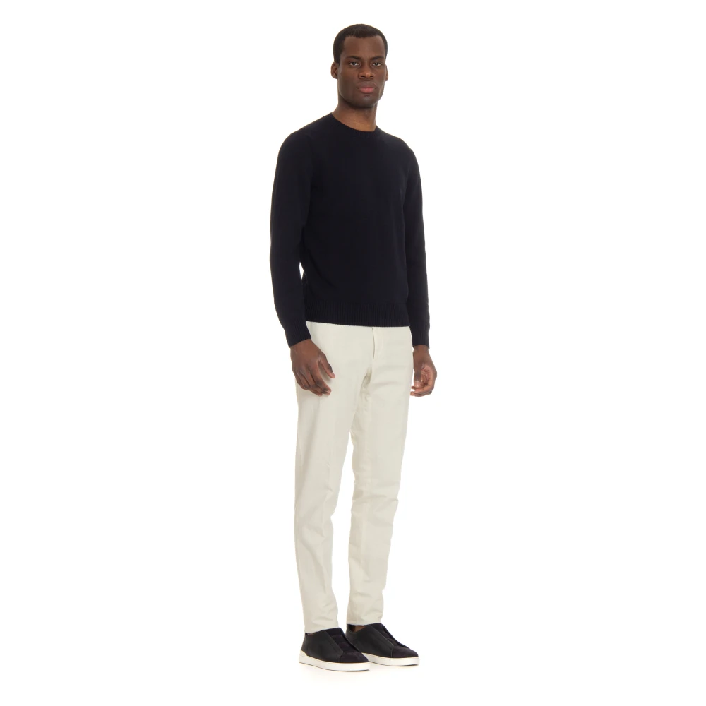 Drumohr Blauwe Katoenen Crewneck Sweater Blue Heren
