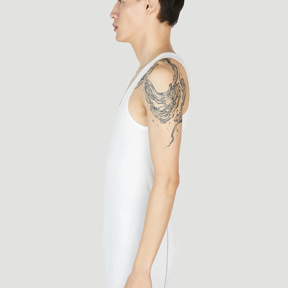 Sulvam Jersey Crewneck Mouwloze Top White Heren