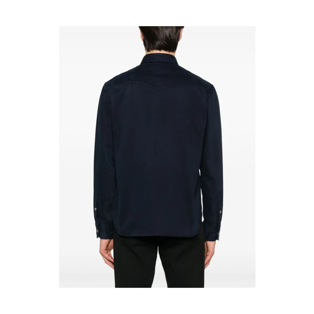 Tom Ford Indigo Blauw Klassieke Kraag Shirt Blue Heren