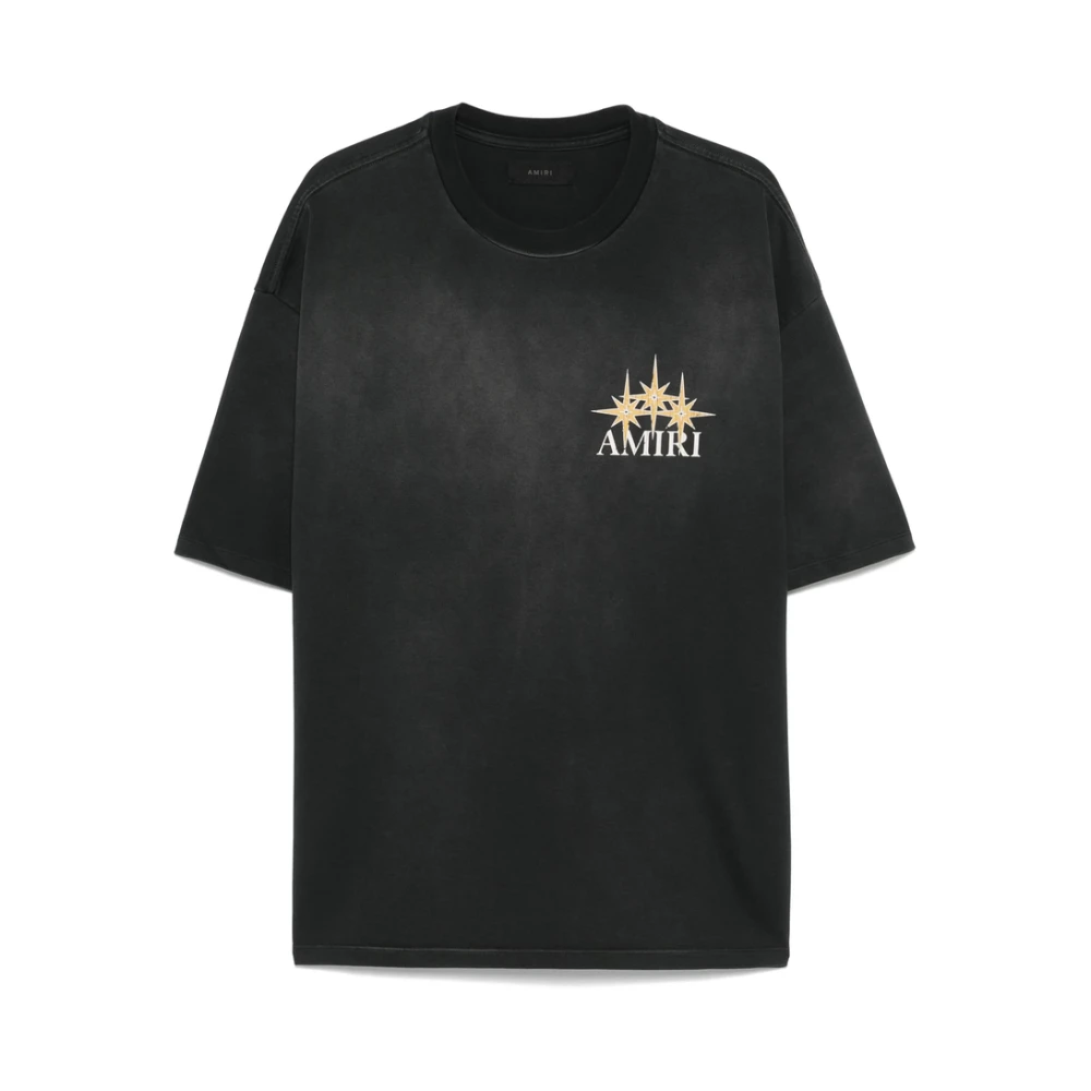 Amiri Zwart Logo Print Crew Neck T-shirt Black Heren