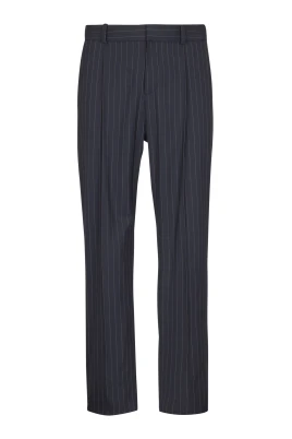 Byxor med raka ben i pinstripat ull