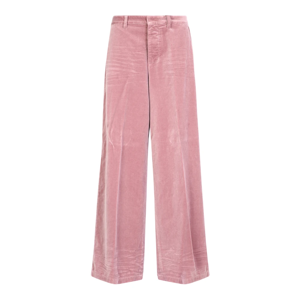 Dsquared2 Pink Wide-Leg Velvet Trousers - Female - Wide Trousers - Xs - Trousers