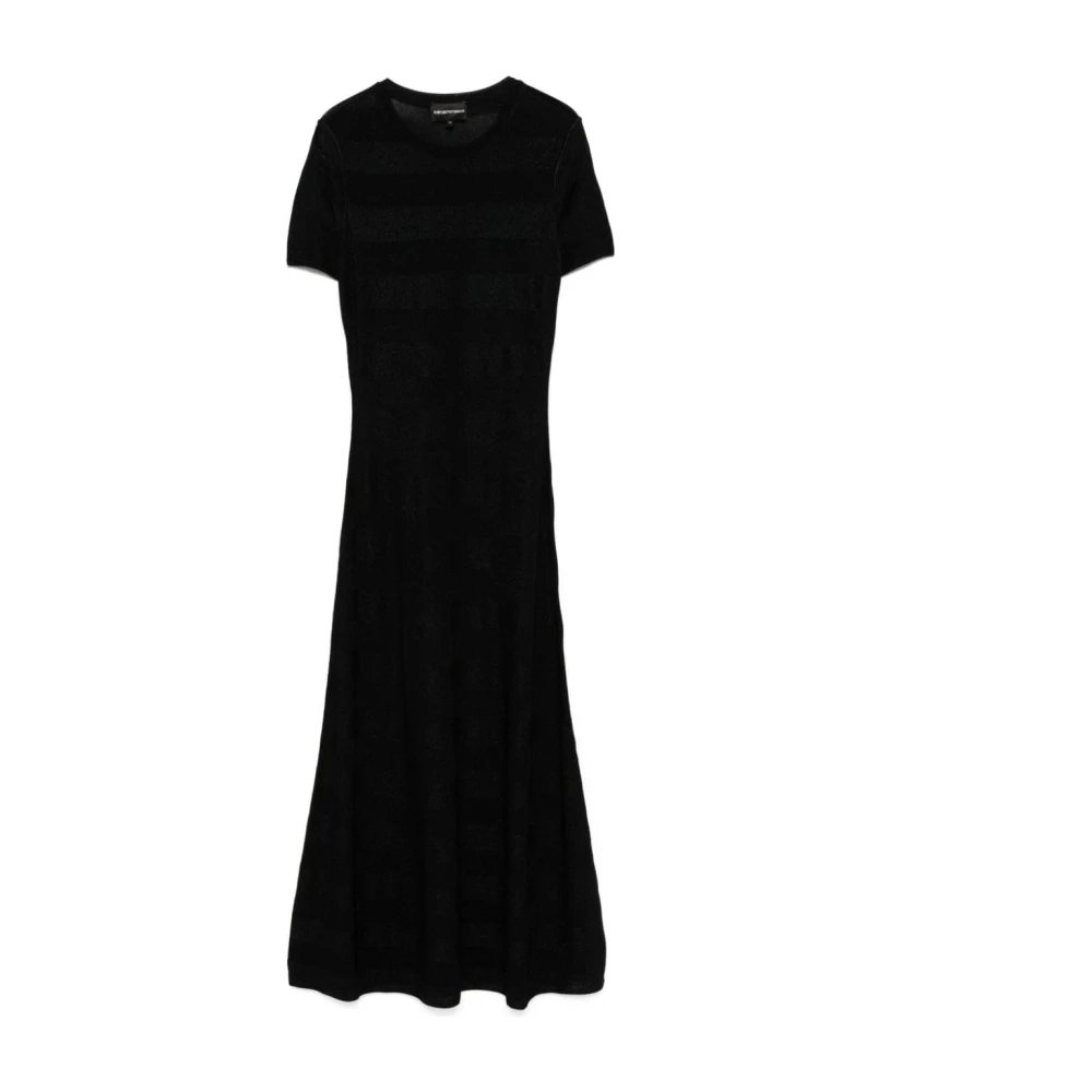 Emporio Armani Zwart Metallic Streep A-Lijn Jurk Black Dames