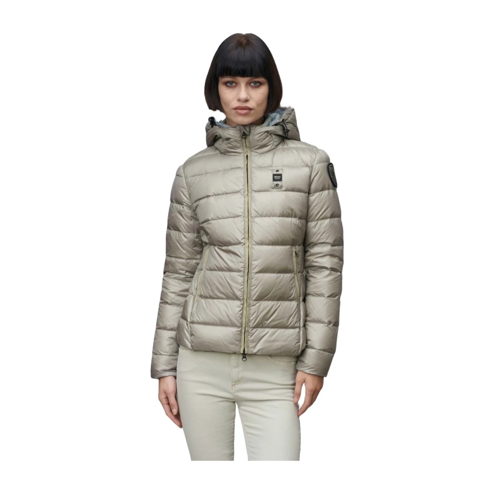 Blauer Capuchon Charme Gewatteerde Jas Gray Dames