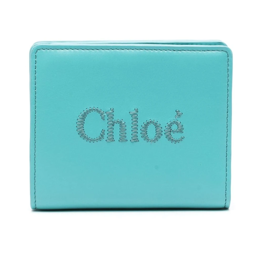 Chloé Blauw Geborduurde Bi-Fold Portemonnee Blue Dames