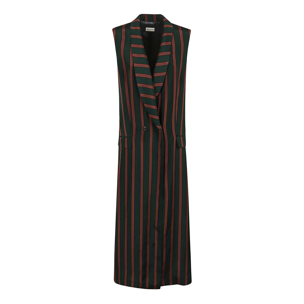 Dries Van Noten Multicolor Maxi Dresses, Female, Xs, Covy Striped Satin Long Coat