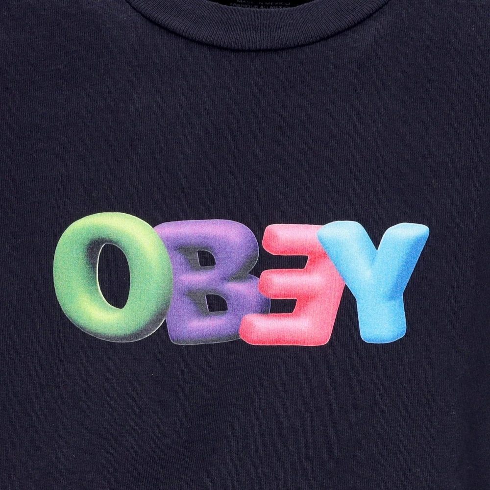 Obey Zwarte Crop Tee met Logo Print Black Dames