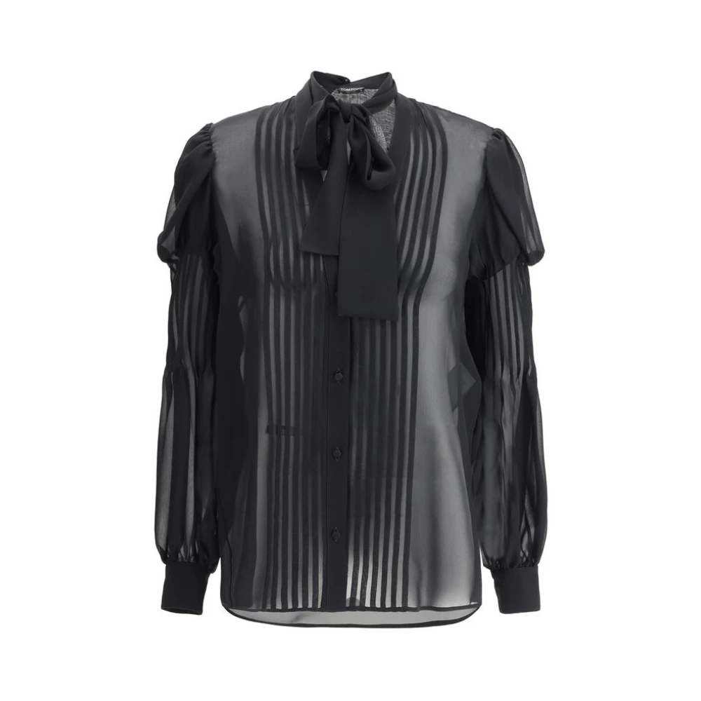 Tom Ford Zijden Georgette V-hals Shirt Black Dames