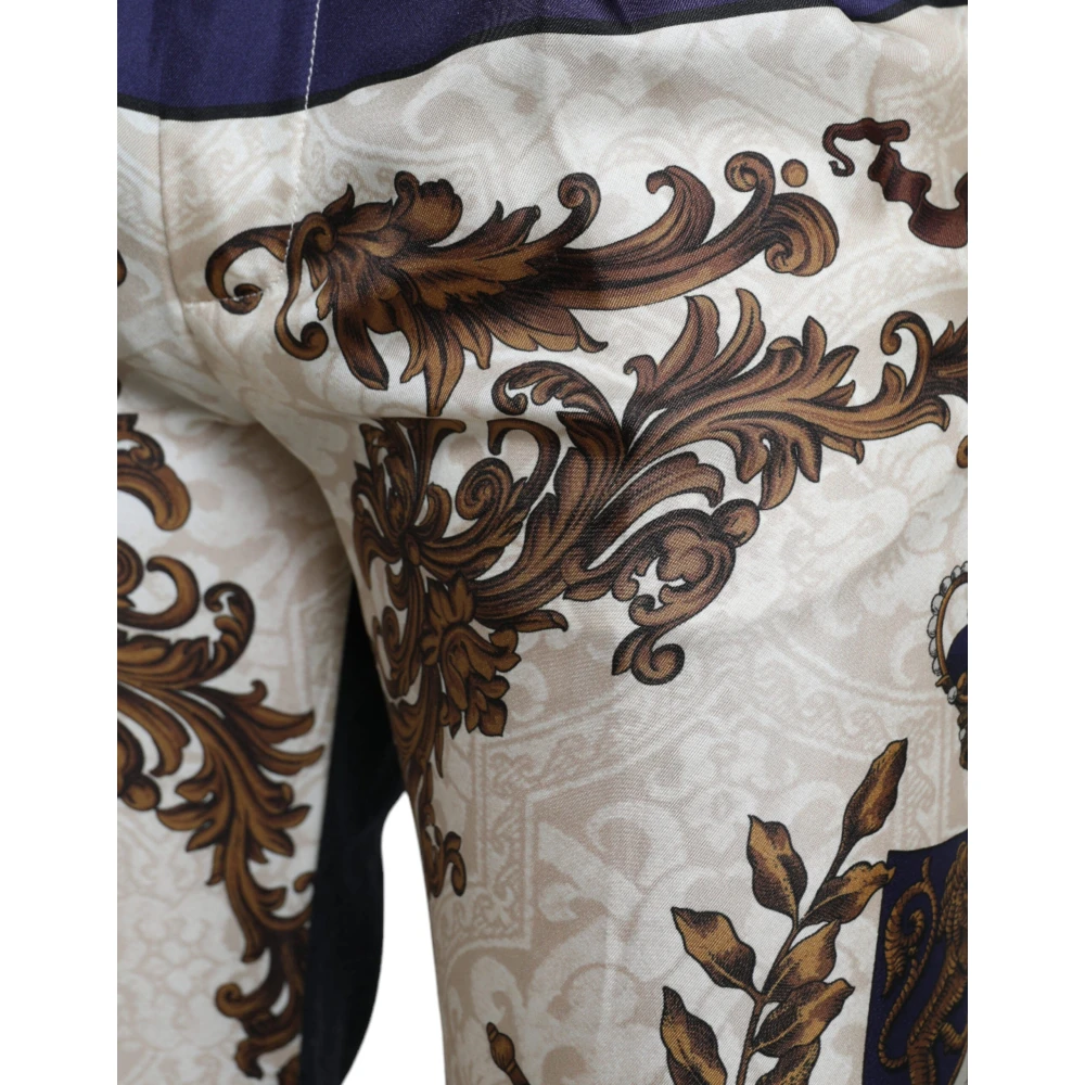 Dolce & Gabbana Elegante zijden skinny broek met wapenprint Multicolor Heren