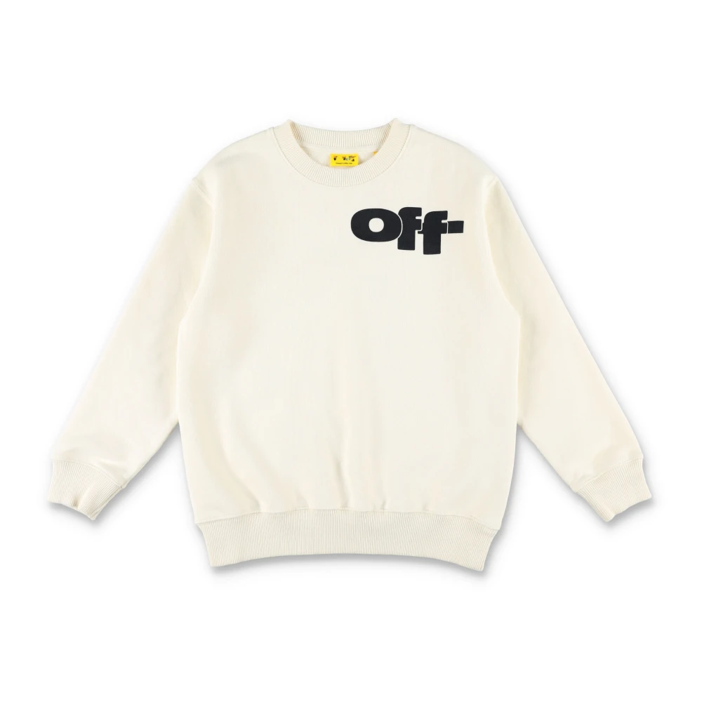 Off White Vit Stickad Tröja Grafisk Crew Neck Tröja White, Pojke