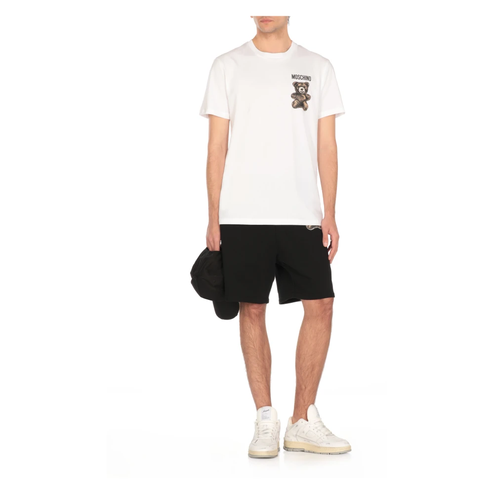 Moschino Wit Teddybeerprint T-shirt White Heren