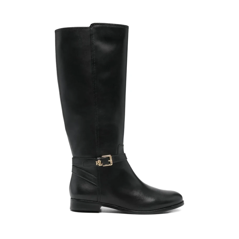 Ralph Lauren Women's Black Brooke Ii Burnished Leather Tall Boot - High Boots - 6 Uk - Shoes