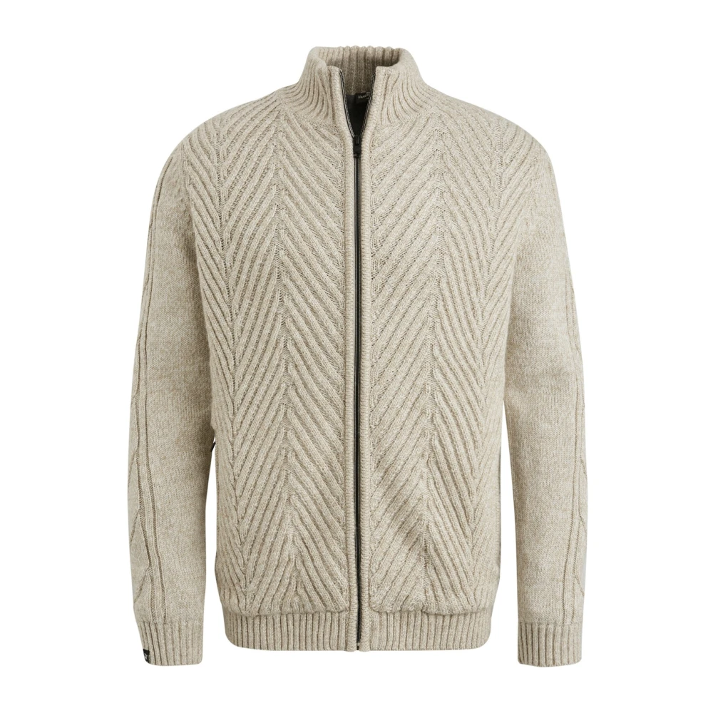 Vanguard gevoerd vest met wol en ingebreid patroon beige