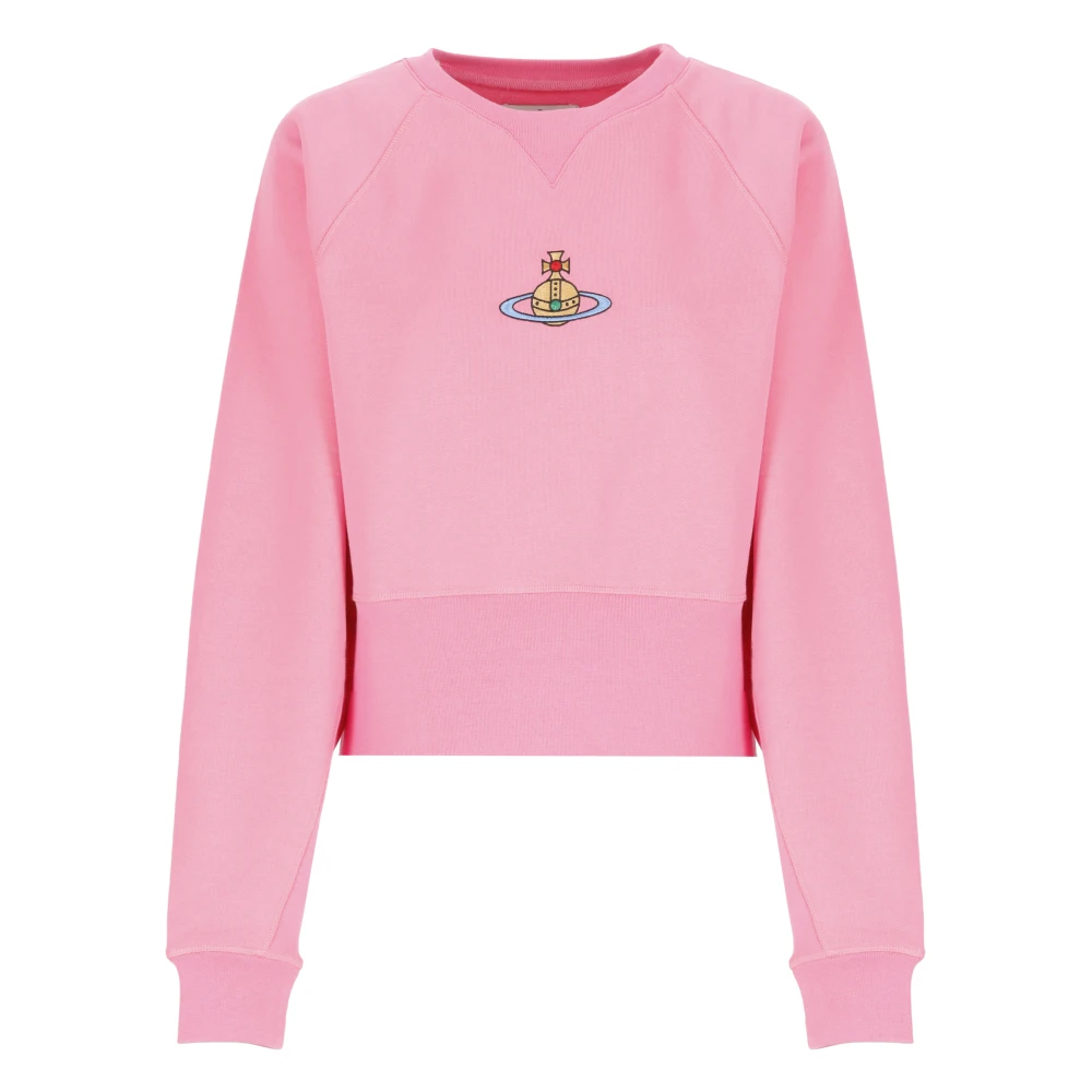 Vivienne Westwood Rosa Sweatshirt med Orb Broderi Pink, Dam