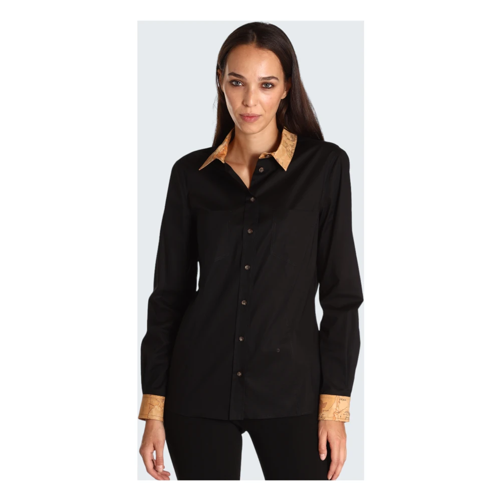 Alviero Martini 1a Classe Zwarte overhemd met lange mouwen 0962 J999 Black Dames