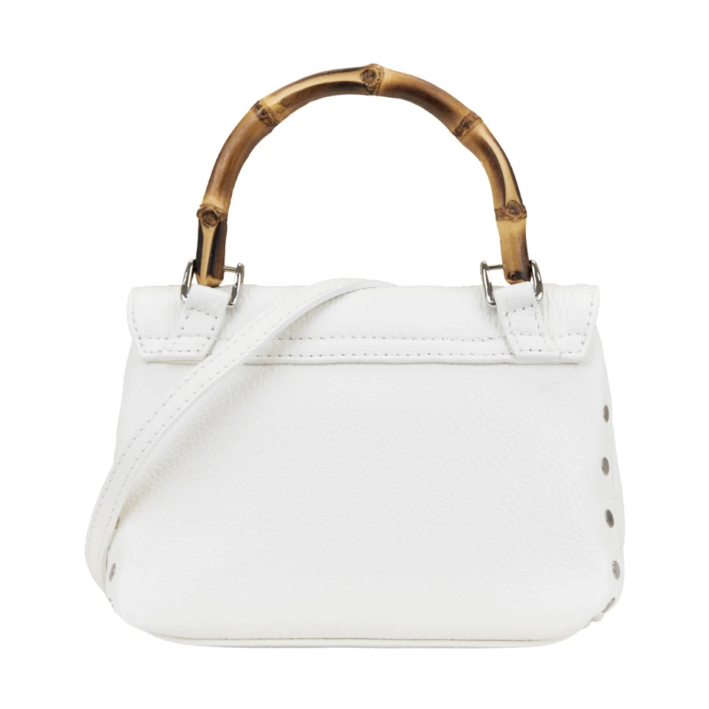 Zanellato Bamboe Handvat Leren Schoudertas White Dames