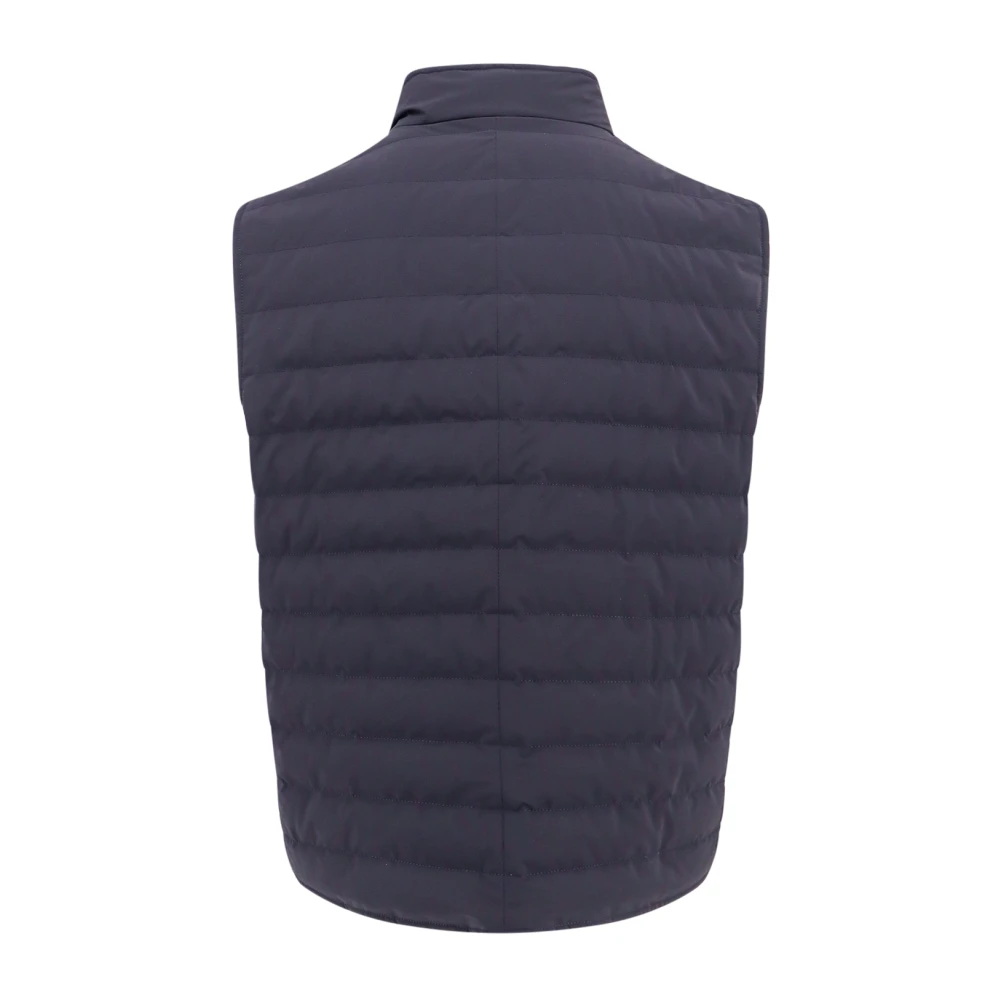 BRUNELLO CUCINELLI Gewatteerd mouwloos jack met drukknopen Blue Heren
