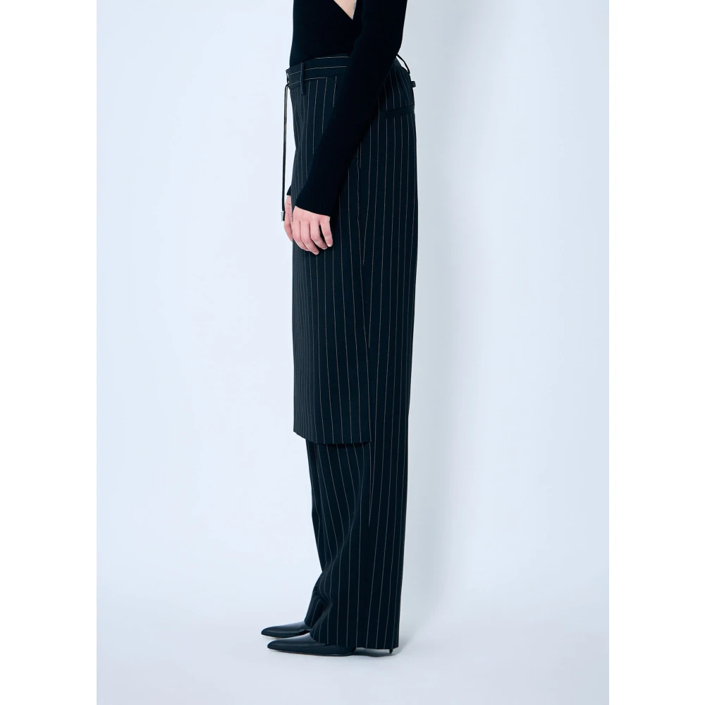 Jean Paul Gaultier Gestreepte Rok Overlay Pantalons Black Dames