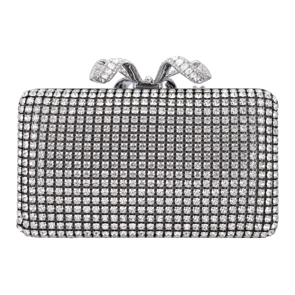 Self Portrait Kristallen Box Clutch Zilver Handtas Gray Dames