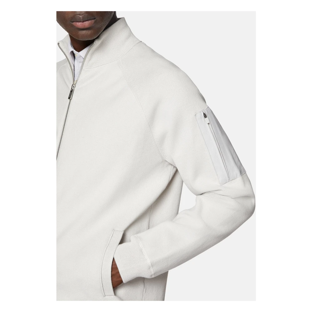 Boggi Milano Full-Zip Gebreide Sweatshirt Gray Heren