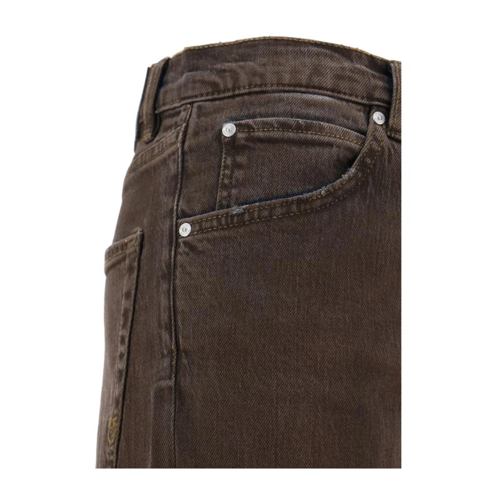 pinko Hoge Omslag Denim Broek Brown Dames