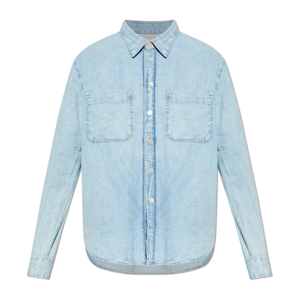 Ps By Paul Smith Mannelijk Blauw Overhemden Heren, 2XL, Denim, Denim Overhemd