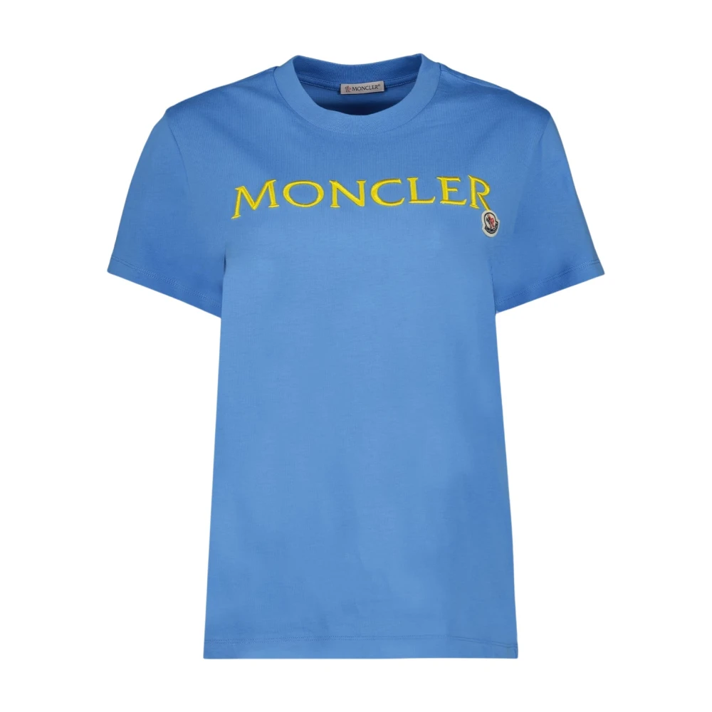 Moncler Logo T-shirt korte mouwen slim fit Blue Dames