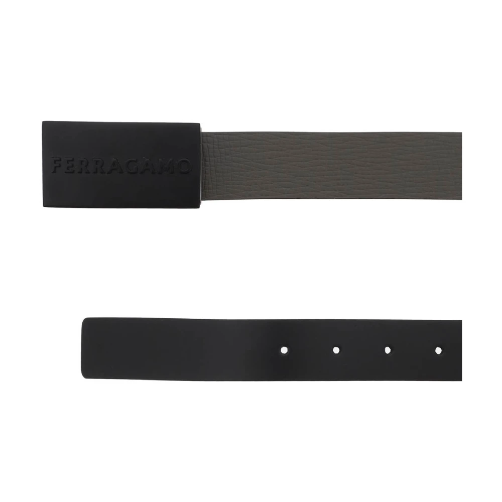Salvatore Ferragamo Omkeerbare plaatgesp Riem Black Heren