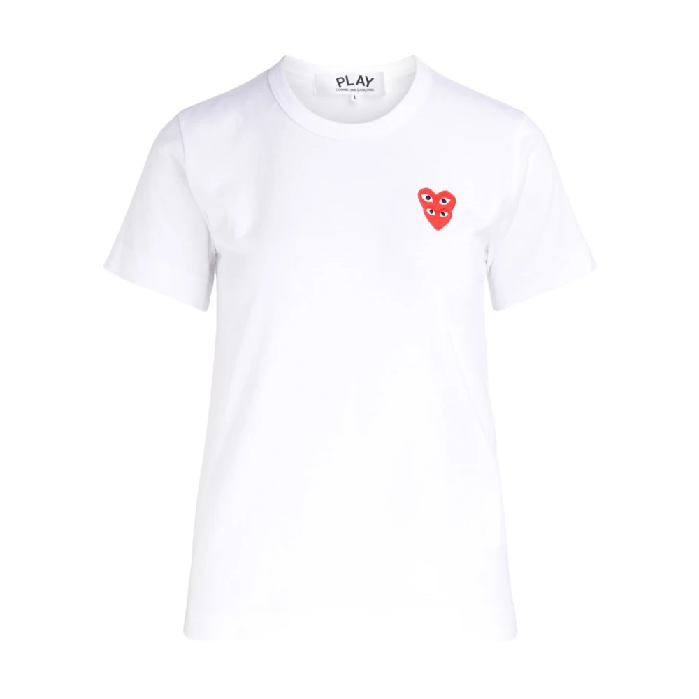 Comme des Garçons Play Witte T-shirt met overlappende harten voor dames White Dames