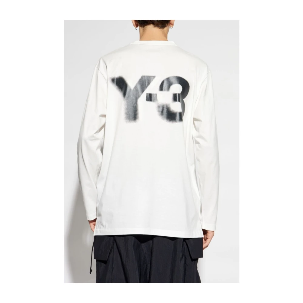 Y-3 Wit Langarm T-shirt White Heren