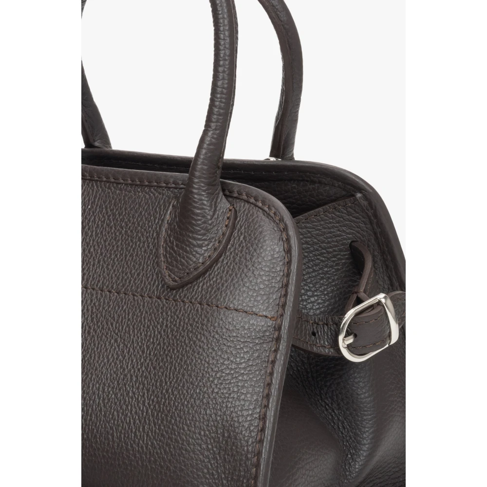 Estro Donkerbruine Satchel Handtas voor Dames gemaakt van Premium Italiaans Echt Leer Brown Dames