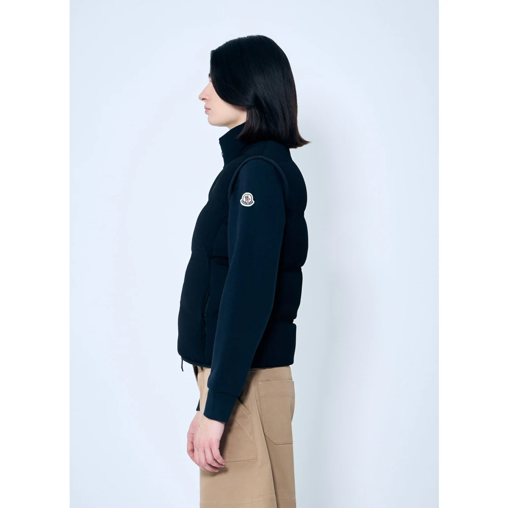 Moncler Gewatteerde Gebreide Vest Black Dames
