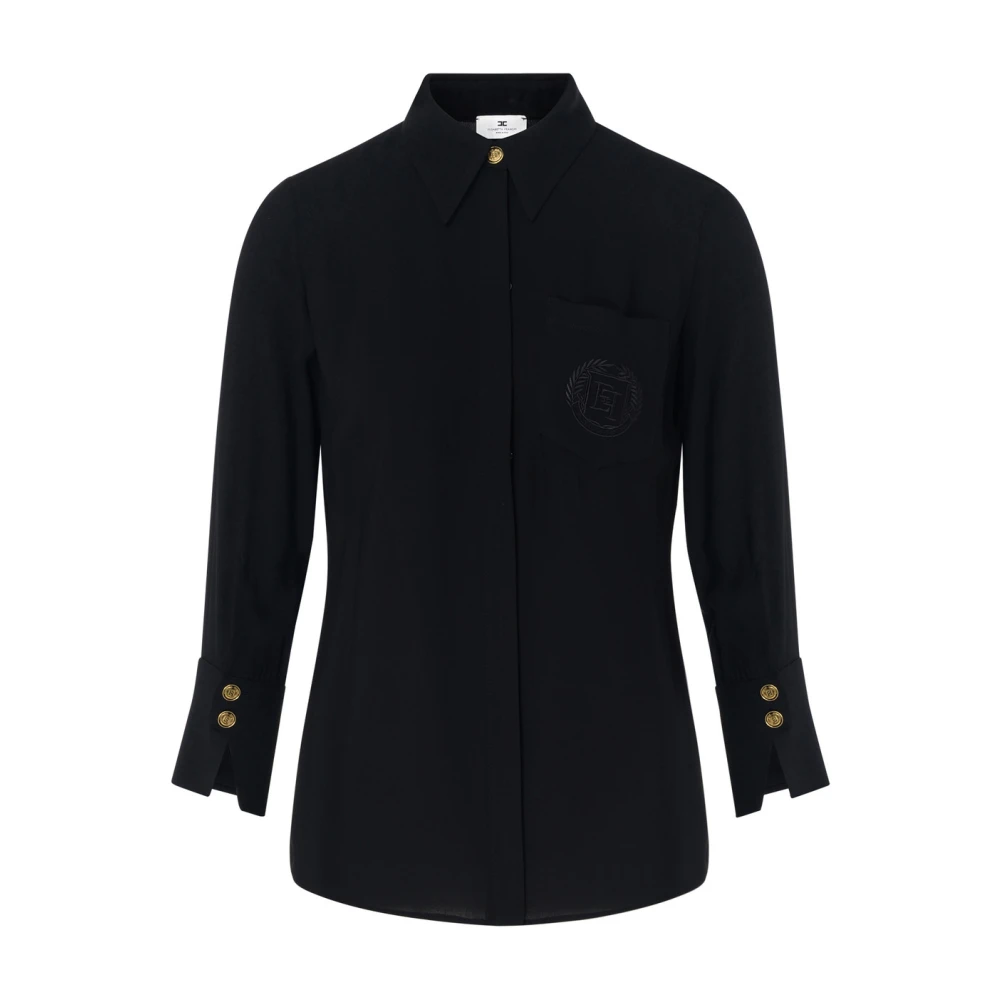 Elisabetta Franchi Zwarte Blouse EF Model Black Dames