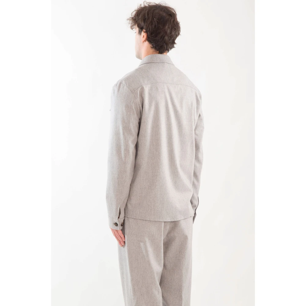 Eleventy Cashmere Flannel Overshirt Suit Gray Heren