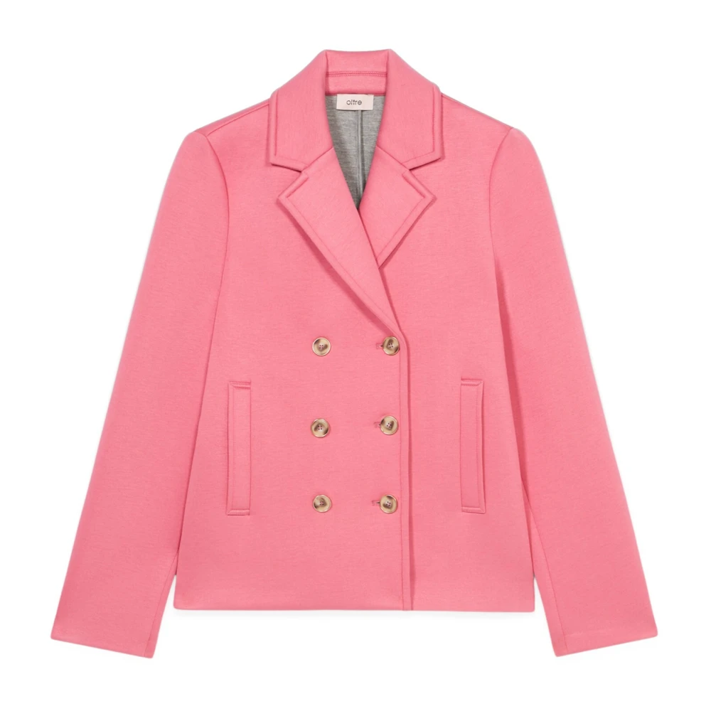 Oltre Dubbelrijige Scuba Jas Pink Dames