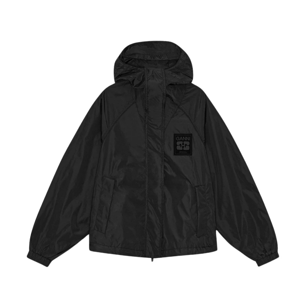 Ganni Women's Black Light Jackets, Xs, Nylon Jacket