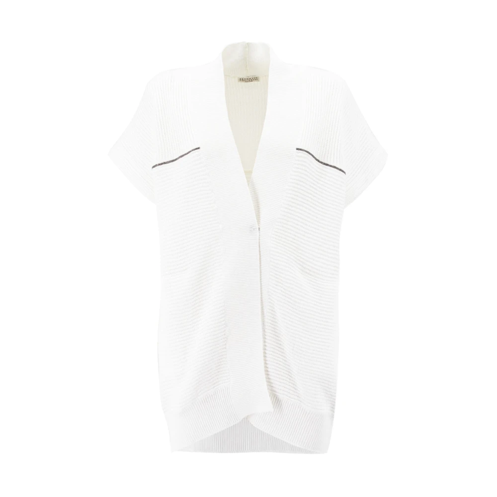 Brunello Cucinelli Women's White Cardigan Knitwear Ss23