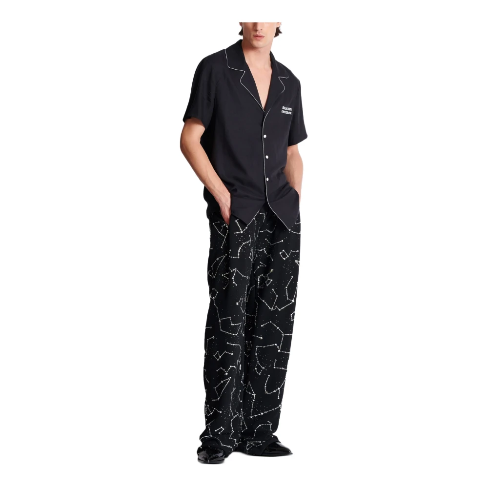 Balmain Pyjama shirt met 9 panets print Black Heren