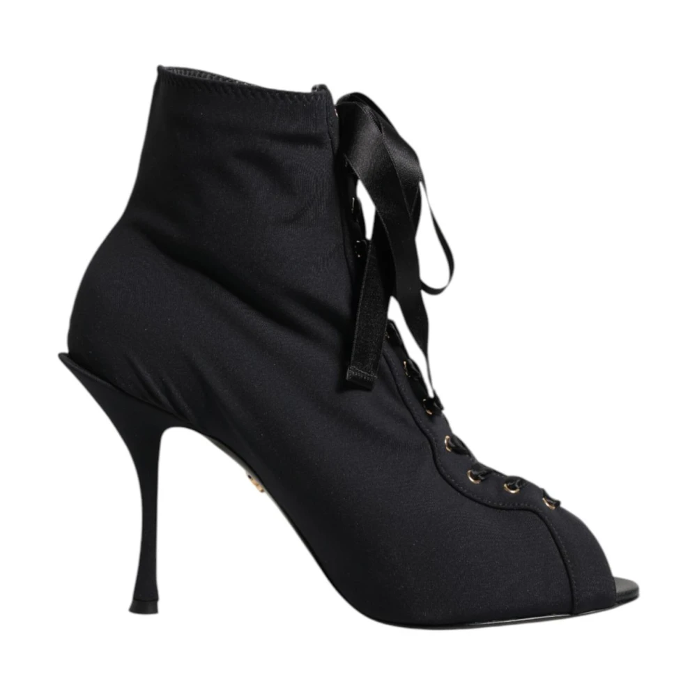 Dolce & Gabbana Women's Black Lace-Up Stiletto Ankle Boots