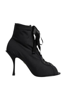 Svarta Snörstiletto Ankelboots