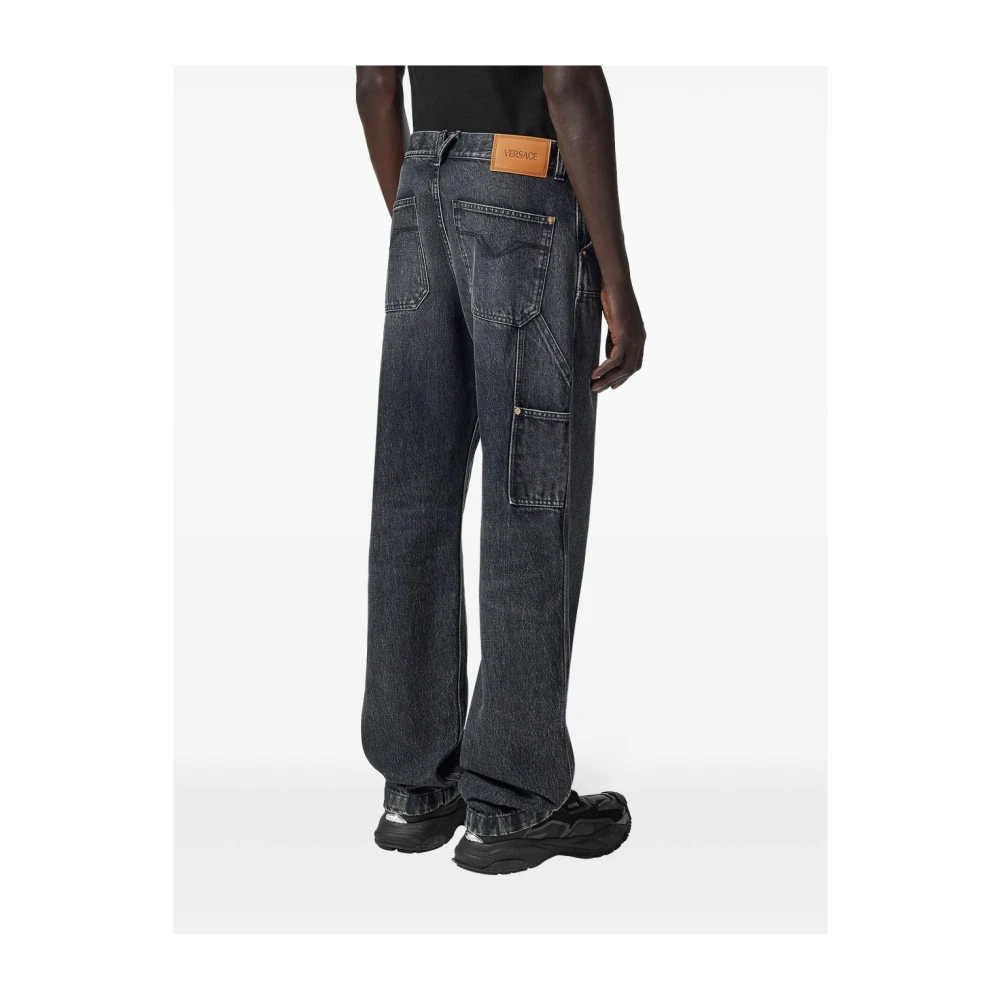 Versace Zwarte Patchwork Jeans Black Heren