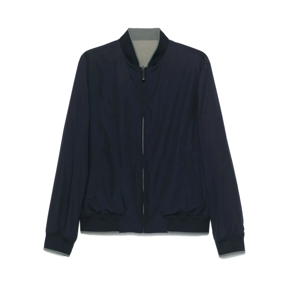 Canali Navy Blauwe Baseball Jack met Rits Blue Heren