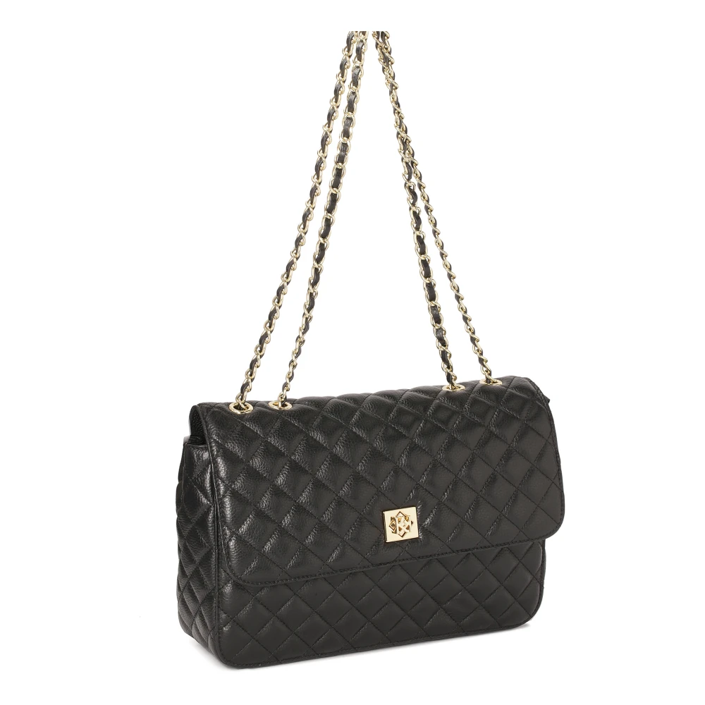 Kazar Zwarte leren schoudertas met gewatteerd patroon Black Dames