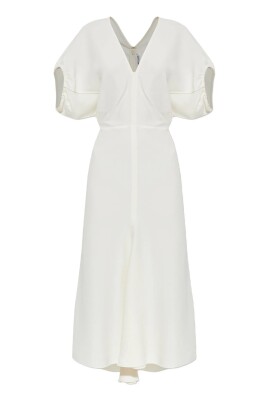 knee length dresses for ladies Gathered Waist Midi Dress - Frost