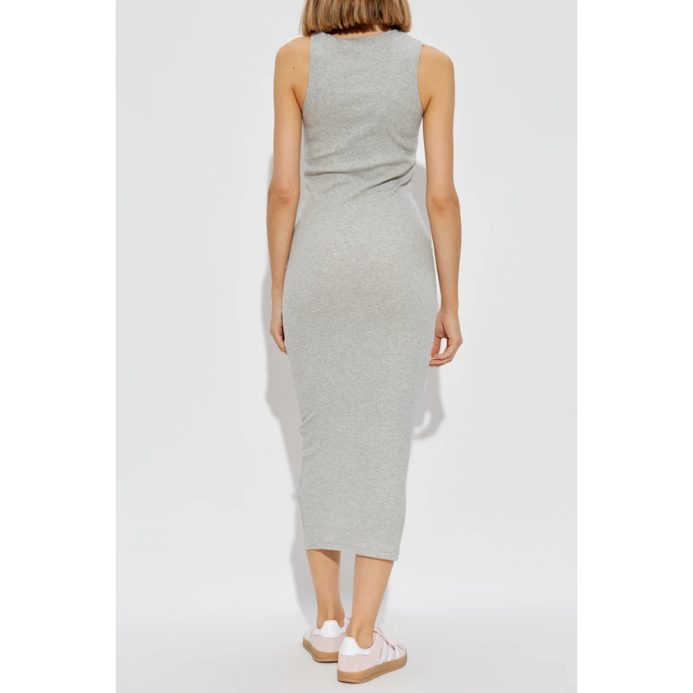 JW Anderson Geribbelde jurk met logo Gray Dames
